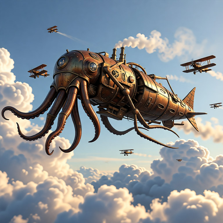 AI visualisation for my steampunk squid beast.
