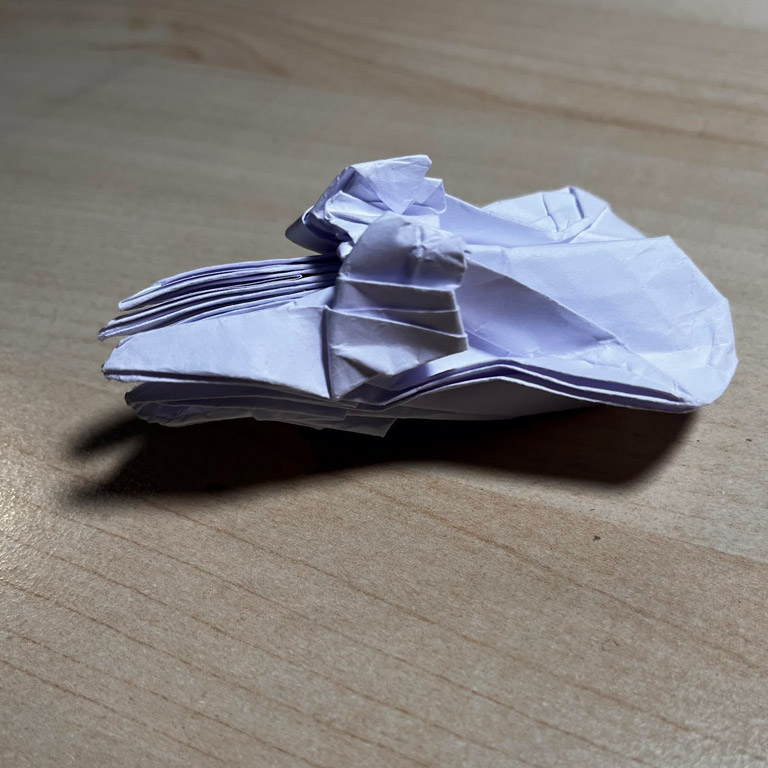 An origami cuttlefish I made one morning when I couldn't dive.